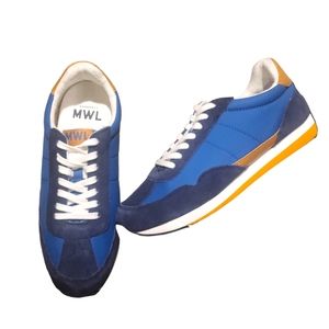 Women's Madewell League Sneakers Cloudlift in Suede Blue/Camel Size 8 NWOT